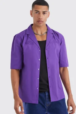 Dropped Revere Poplin Worldwide Club Shirt | BoohooMAN UK