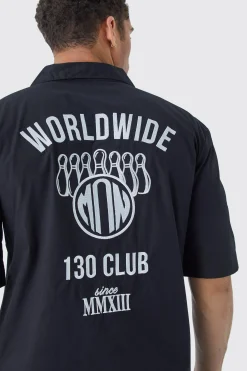Dropped Revere Poplin Worldwide Club Shirt | BoohooMAN UK