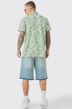 Dropped Soulder Boucle Slub Revere Shirt | BoohooMAN UK
