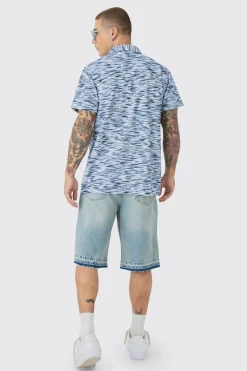 Dropped Soulder Boucle Slub Revere Shirt | BoohooMAN UK