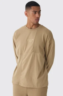 EDITION Heavyweight Ribbed Panelled T-shirt | BoohooMAN UK