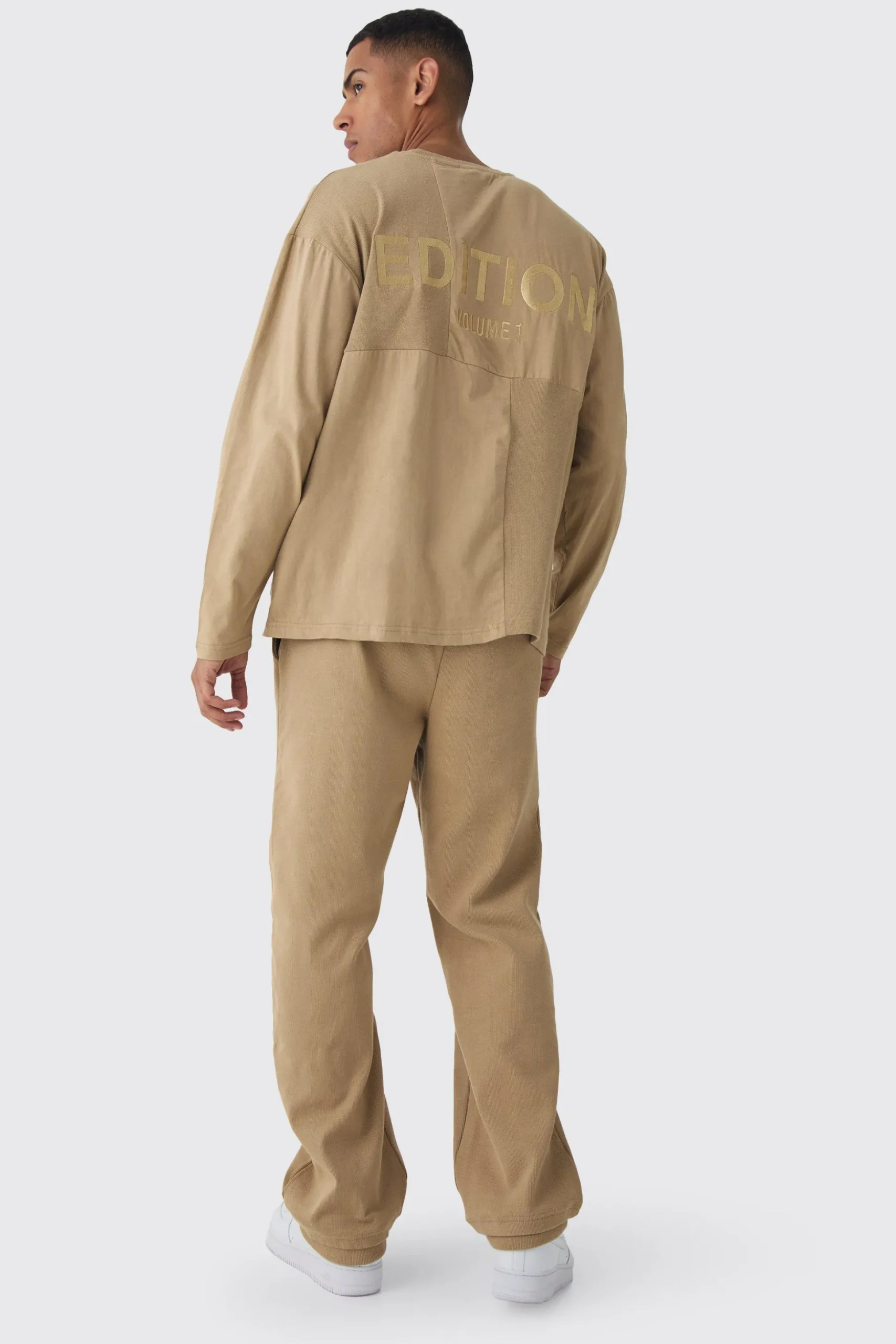 EDITION Heavyweight Ribbed Panelled T-shirt | BoohooMAN UK