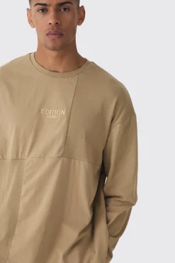 EDITION Heavyweight Ribbed Panelled T-shirt | BoohooMAN UK