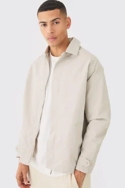 EDITION Heavyweight Twill Embroidered Coach Jacket | BoohooMAN UK