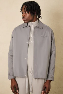 EDITION Heavyweight Twill Embroidered Coach Jacket | BoohooMAN UK