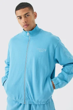EDITION Oversized Boxy Heavyweight Bomber Jacket | BoohooMAN UK