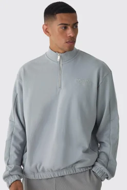 EDITION Oversized Boxy Heavyweight Funnel Neck Sweatshirt | BoohooMAN UK