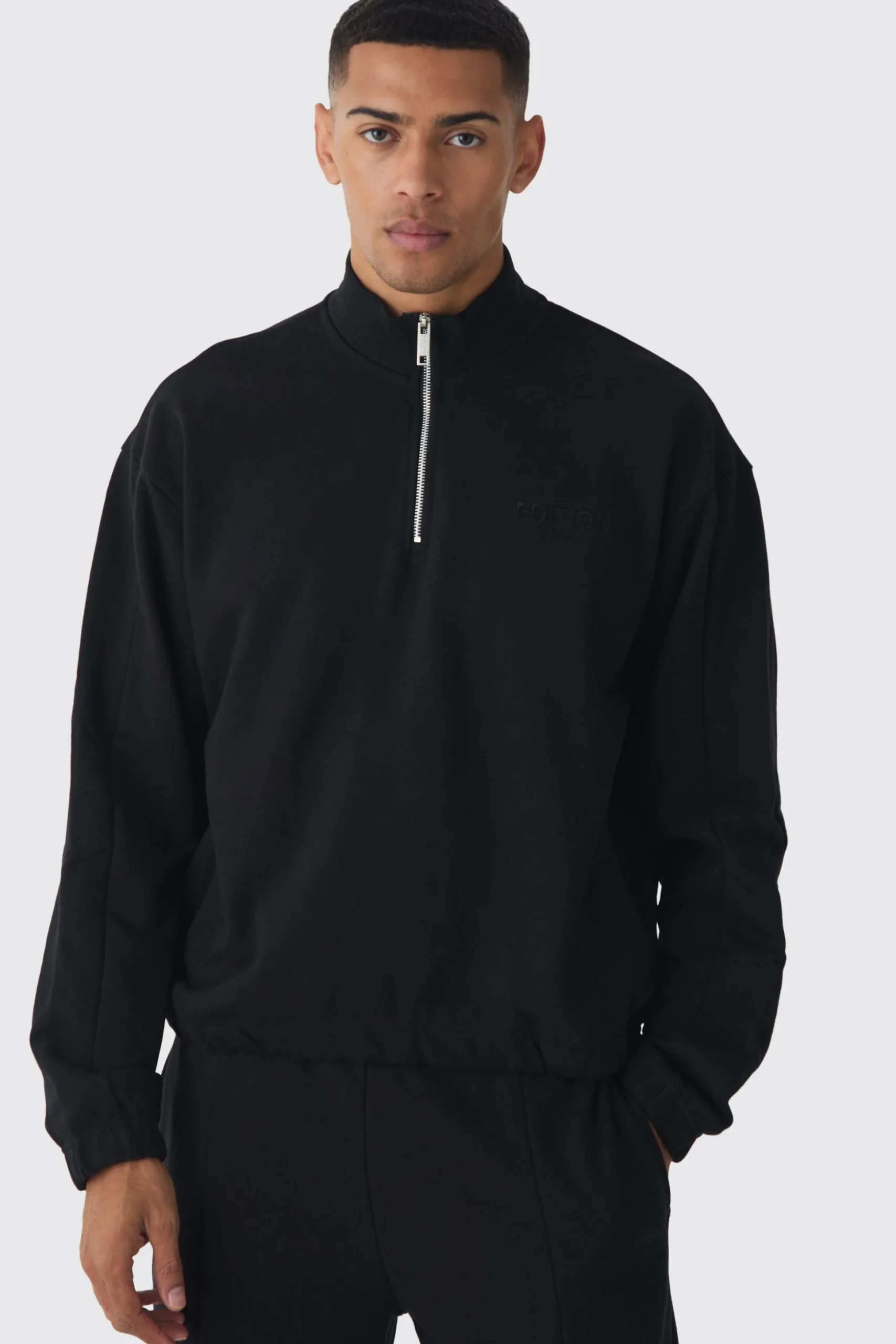 EDITION Oversized Boxy Heavyweight Funnel Neck Sweatshirt | BoohooMAN UK