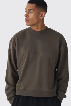 EDITION Oversized Extended Neck Heavyweight Sweatshirt | BoohooMAN UK