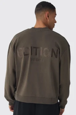 EDITION Oversized Extended Neck Heavyweight Sweatshirt | BoohooMAN UK