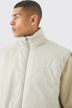 EDITION Oversized Funnel Neck Padded Gilet | BoohooMAN UK