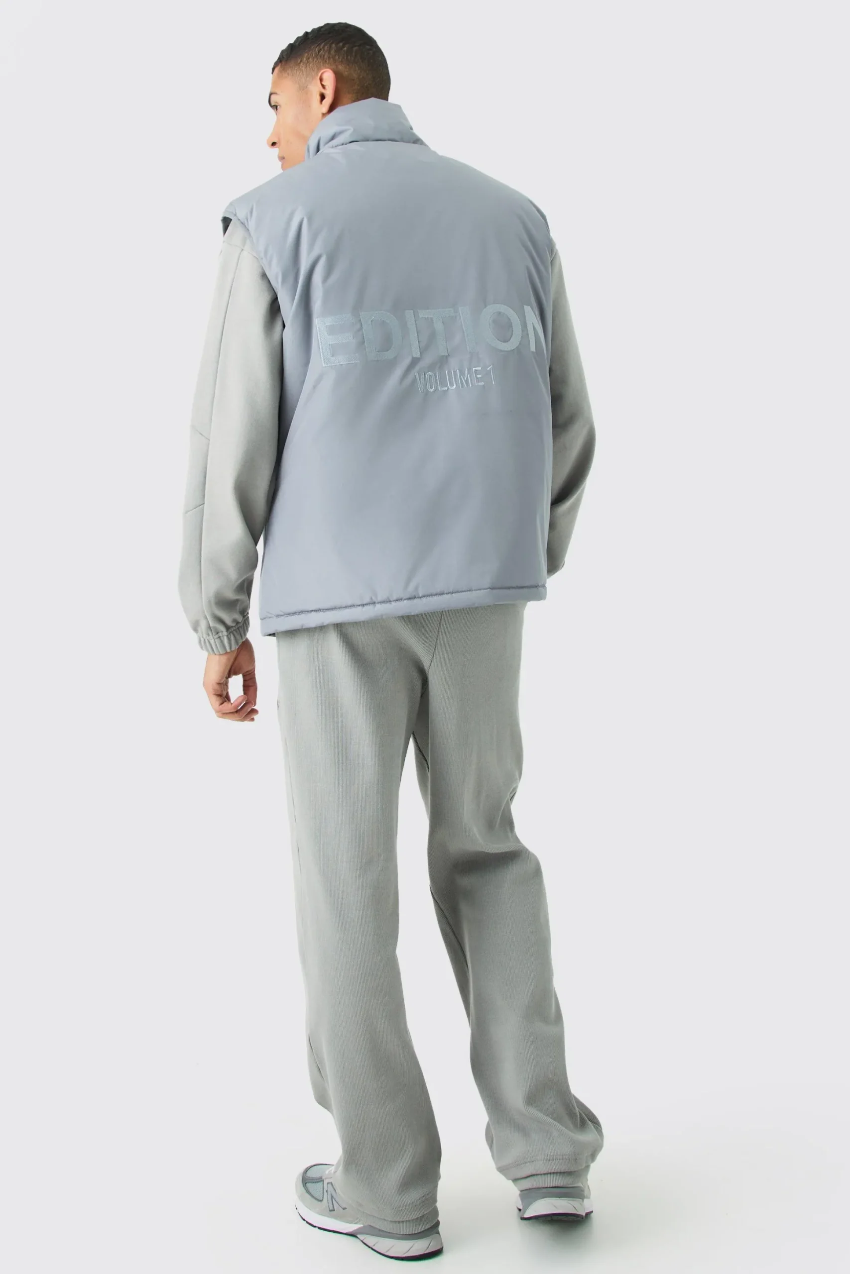 EDITION Oversized Funnel Neck Padded Gilet | BoohooMAN UK