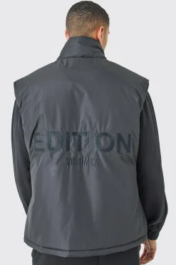 EDITION Oversized Funnel Neck Padded Gilet | BoohooMAN UK