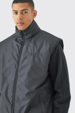 EDITION Oversized Funnel Neck Padded Gilet | BoohooMAN UK