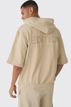EDITION Oversized Heavyweight Short Sleeve Hoodie | BoohooMAN UK