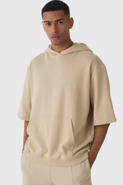 EDITION Oversized Heavyweight Short Sleeve Hoodie | BoohooMAN UK