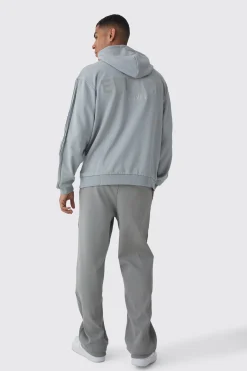 EDITION Oversized Heavyweight 1/4 Zip Pintuck Hoodie | BoohooMAN UK