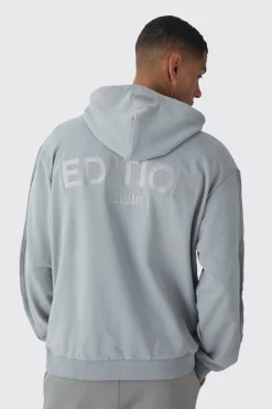 EDITION Oversized Heavyweight 1/4 Zip Pintuck Hoodie | BoohooMAN UK