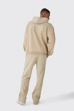 EDITION Oversized Heavyweight 1/4 Zip Pintuck Hoodie | BoohooMAN UK