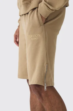 EDITION Oversized Heavyweight Zip Hem Shorts | BoohooMAN UK