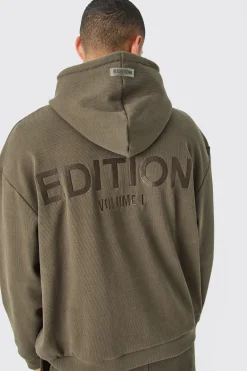 EDITION Oversized Heavyweight Ribbed Hoodie | BoohooMAN UK