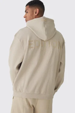 EDITION Oversized Heavyweight Ribbed Hoodie | BoohooMAN UK