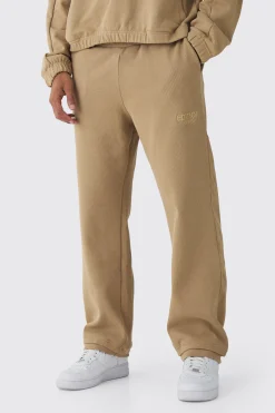 EDITION Straight Fit Ribbed Heavyweight Split Hem Jogger | BoohooMAN UK