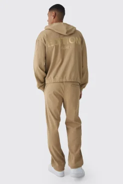 EDITION Straight Fit Ribbed Heavyweight Split Hem Jogger | BoohooMAN UK