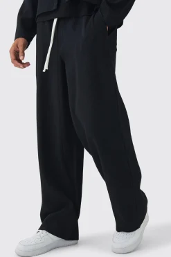 Elastic Waist Baggy Fit Contrast Drawcord Pleated Trouser | BoohooMAN UK