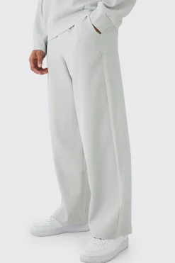 Elastic Waist Baggy Fit Contrast Drawcord Pleated Trouser | BoohooMAN UK