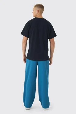 Elastic Waist Baggy Fit Contrast Drawcord Pleated Trouser | BoohooMAN UK