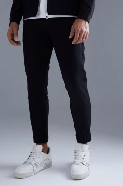 Elastic Waist Stretch Slim Trouser | BoohooMAN UK