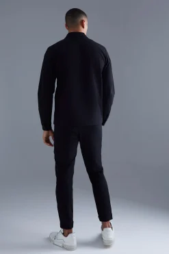 Elastic Waist Stretch Slim Trouser | BoohooMAN UK