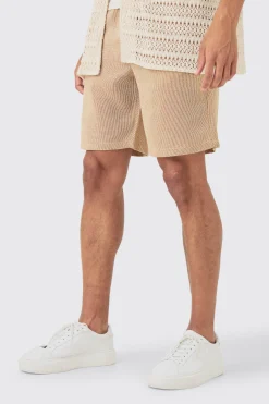 Elastic Waist Textured Check Comfort Short | BoohooMAN UK