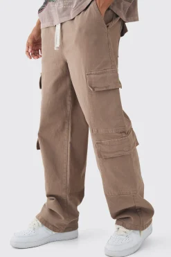 Elasticated Baggy Fit Multi Cargo Trousers | BoohooMAN UK