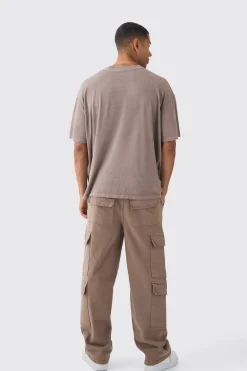 Elasticated Baggy Fit Multi Cargo Trousers | BoohooMAN UK