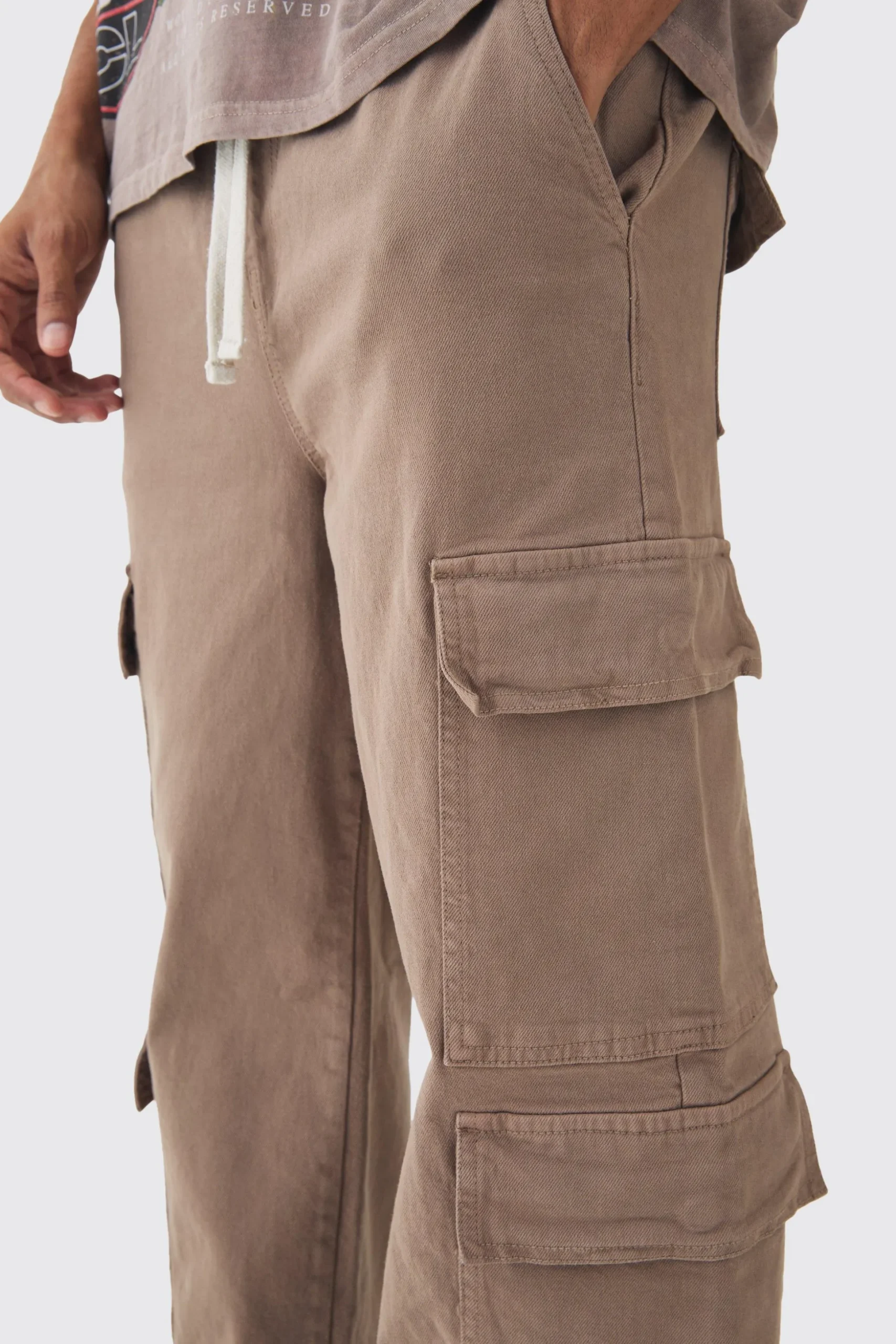 Elasticated Baggy Fit Multi Cargo Trousers | BoohooMAN UK