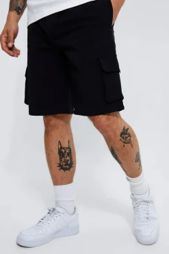 Elasticated Relaxed Cargo Stretch Short | BoohooMAN UK