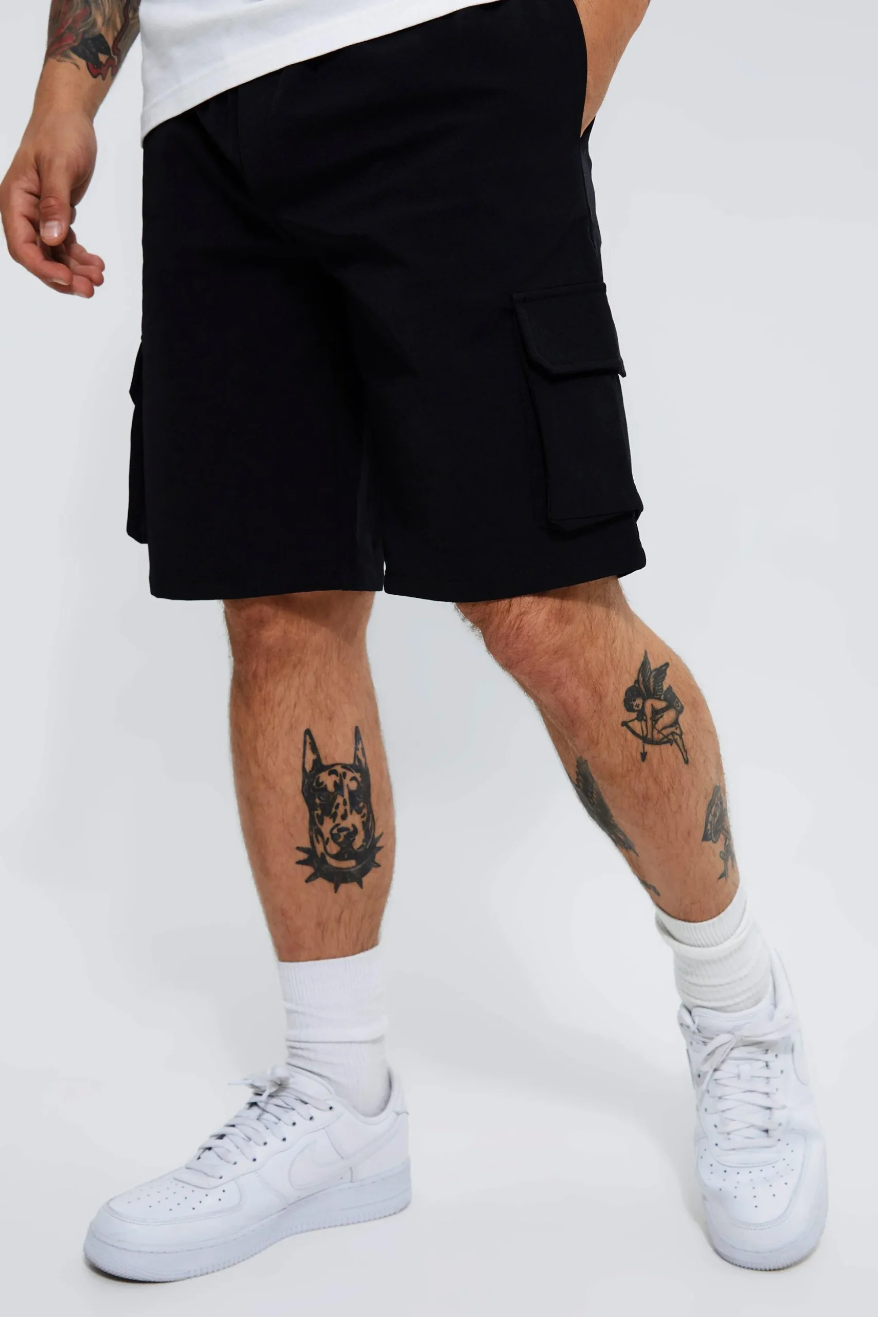 Elasticated Relaxed Cargo Stretch Short | BoohooMAN UK