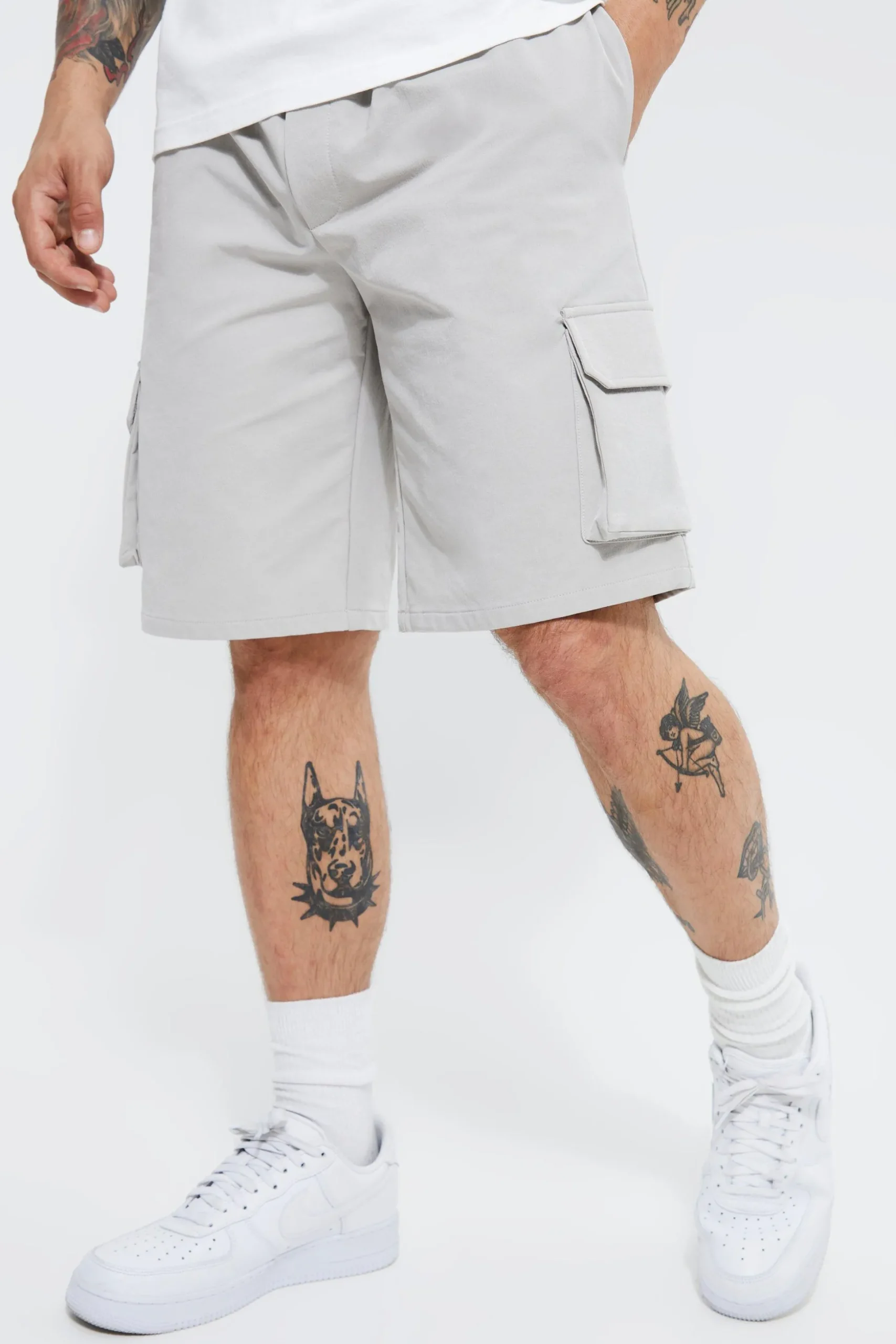 Elasticated Relaxed Cargo Stretch Short | BoohooMAN UK