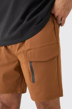 Elasticated Relaxed Technical Stretch Cargo With Zip | BoohooMAN UK