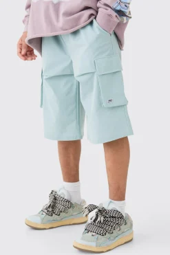 Elasticated Relaxed Technical Stretch Short With Branding | BoohooMAN UK