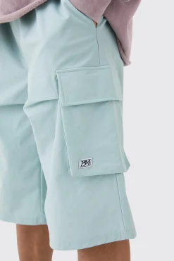 Elasticated Relaxed Technical Stretch Short With Branding | BoohooMAN UK