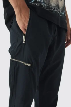 Elasticated Skinny Utility Zip Pocket Trousers | BoohooMAN UK
