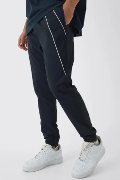 Elasticated Slim Cargo Piping Parachute Trousers | BoohooMAN UK