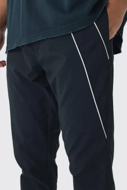 Elasticated Slim Cargo Piping Parachute Trousers | BoohooMAN UK