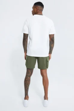 Elasticated Slim Cargo Short With Pintuck | BoohooMAN UK