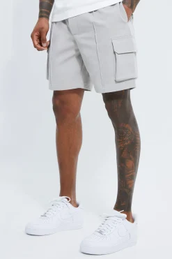 Elasticated Slim Cargo Short With Pintuck | BoohooMAN UK