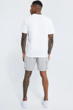 Elasticated Slim Cargo Short With Pintuck | BoohooMAN UK