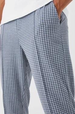Elasticated Tapered Pintuck Dogstooth Trousers | BoohooMAN UK